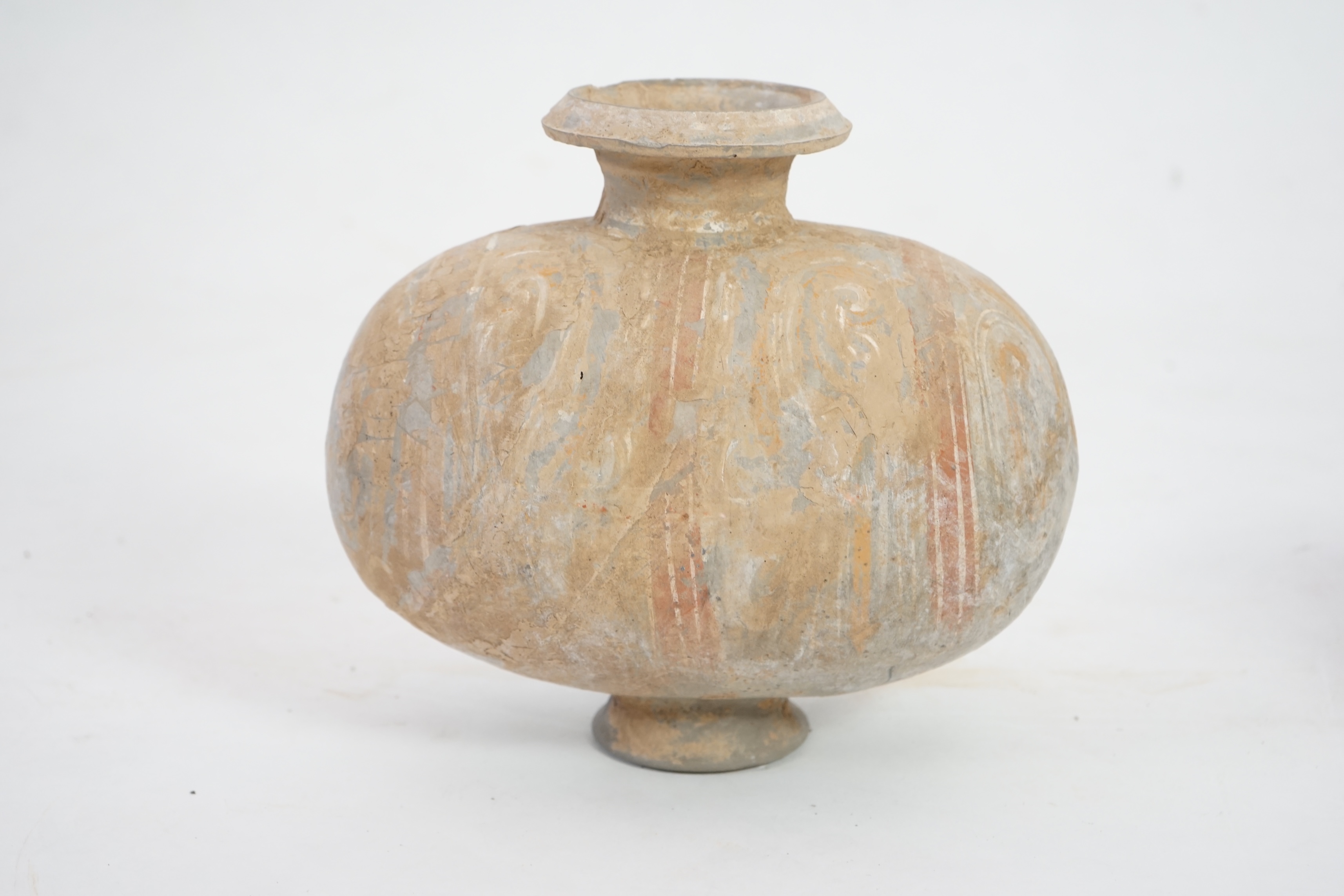 A Chinese painted pottery cocoon jar, Western Han Dynasty (206 BC-AD 8)